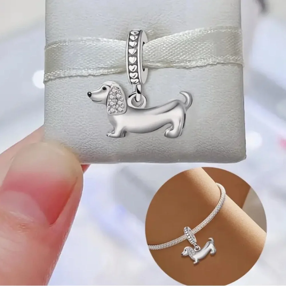 Silver Dachshund Dog Charm Pendant